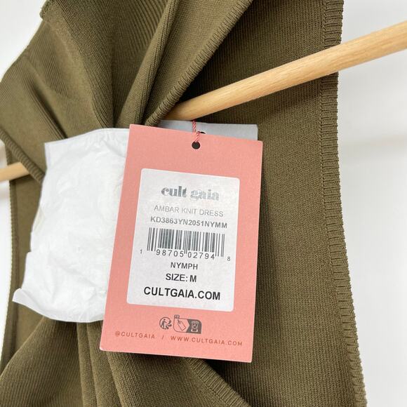 Cult Gaia | NWT Ambar Knit Dress in Nymph Olive Green Midi M - Picture 7 of 16
